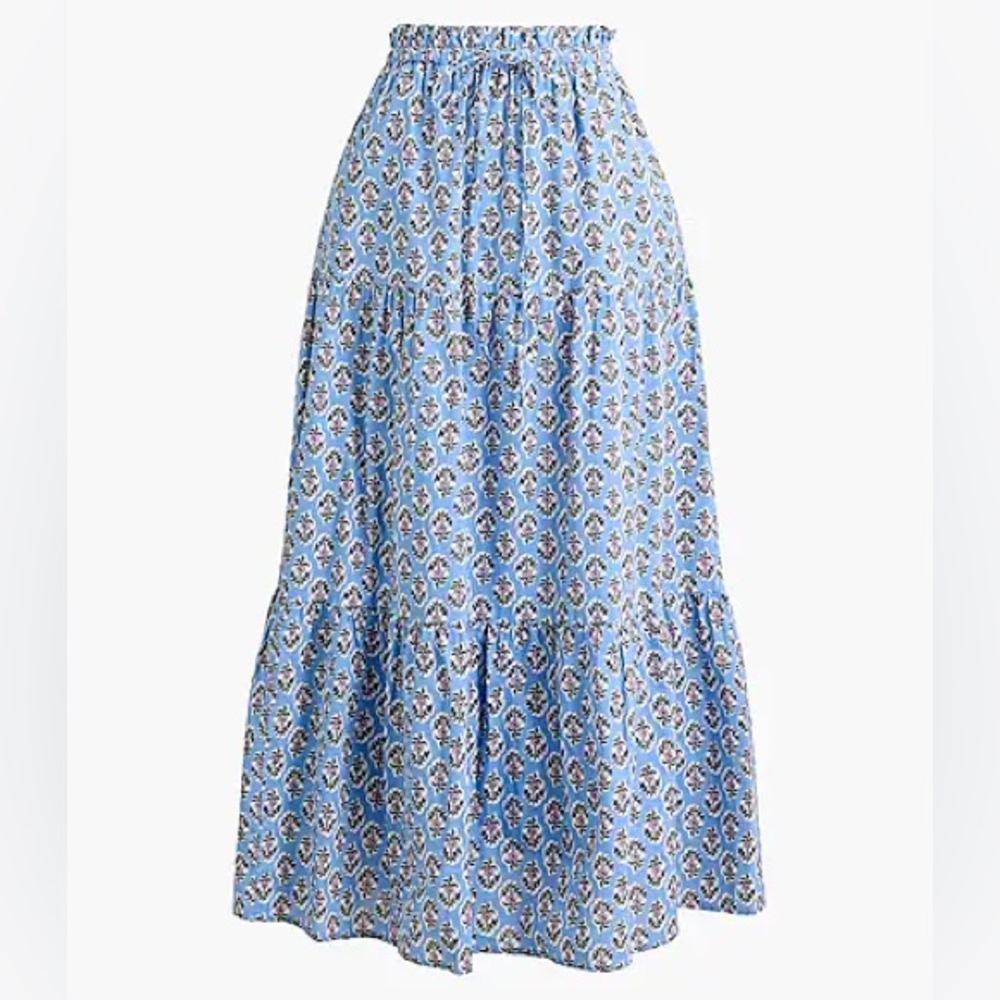 Jcrew tiered floral midi skirt